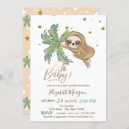 Oh Baby Cute Sleeping Sloth Baby Shower Inbjudningar