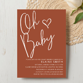 Oh Baby Cute Terracotta Gender Neutral Baby Shower Inbjudningar
