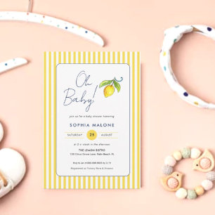 Oh Baby Cute vattenfärgen Lemon Baby duscha Inbjudningar