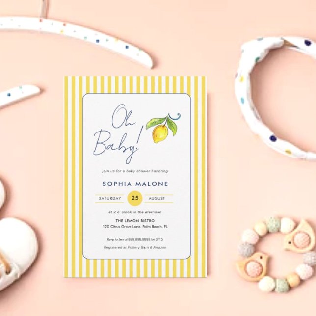 Oh Baby Cute vattenfärgen Lemon Baby duscha Inbjudningar (Skapare uppladdad)