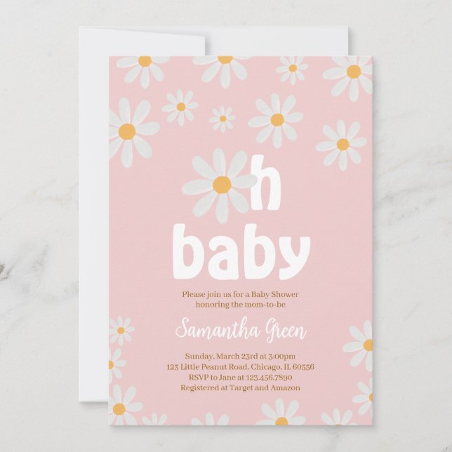 Oh Baby Daisy Baby Shower Inbjudningar (Framsida)