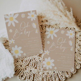 Oh Baby Daisy Beige Baby Shower-inbjudan Inbjudningar