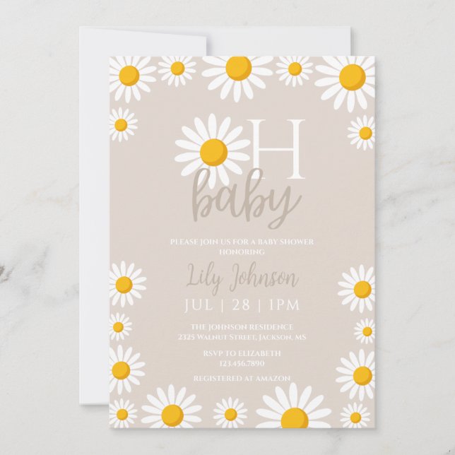 Oh Baby Daisy Boho Neutralt Baby Shower Inbjudningar (Framsida)