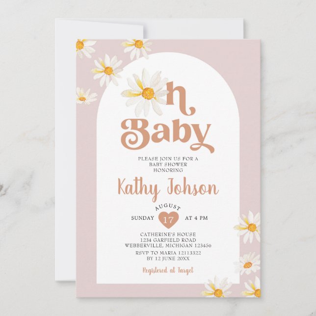 Oh Baby Daisy Flowers Arch Boho Baby Shower Inbjudningar (Framsida)