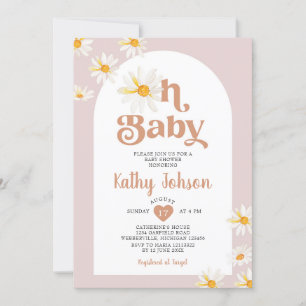 Oh Baby Daisy Flowers Arch Boho Baby Shower Inbjudningar