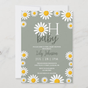 Oh Baby Daisy Neutral Baby Shower Foto QR-kod Inbjudningar