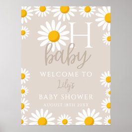 Oh Baby Daisy Neutral Bebis Shower Välkomstskylt Poster