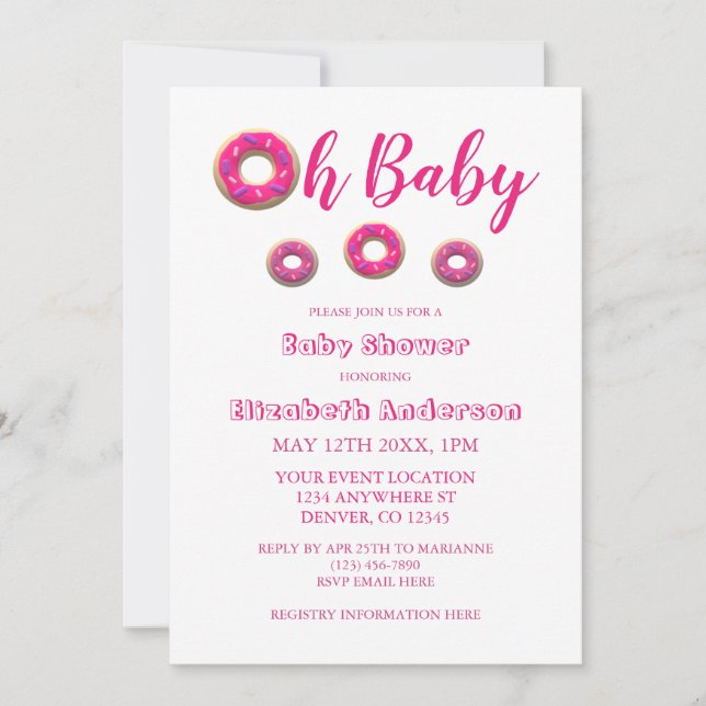 Oh Baby Donut Baby Shower Inbjudningar (Framsida)