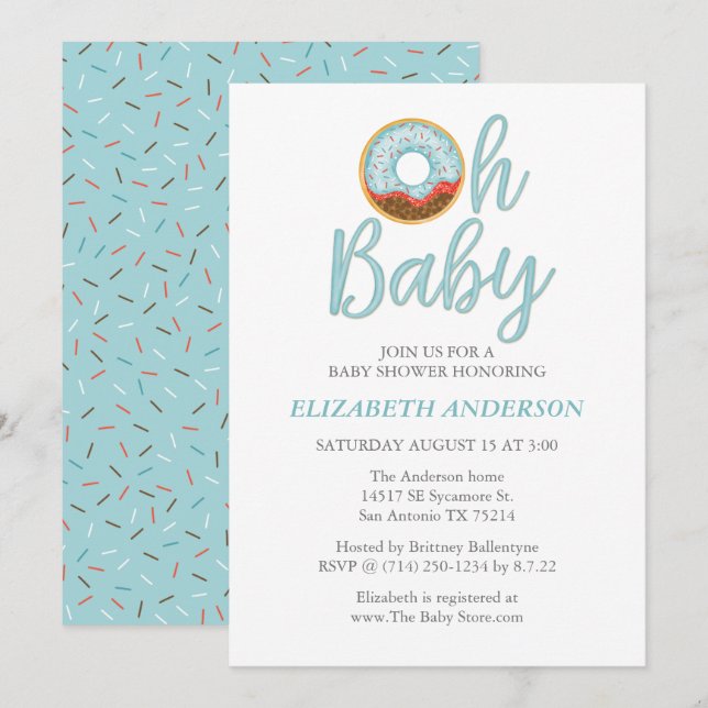 Oh Baby Donut Boy Baby Shower Inbjudningar (Fram/baksida)