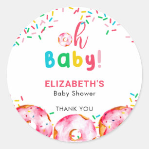Oh Baby Donut Shower Colorful Cute Rainbow Runt Klistermärke