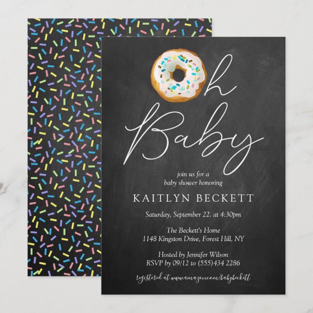 Oh Baby Donut Sprinkle Baby Shower Inbjudningar (Fram/baksida)