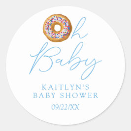 Oh Baby Donut Sprinkle Boys Baby Shower Runt Klistermärke