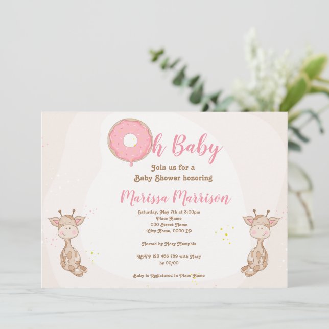 Oh Baby Donut Sprinkle Girl Shower Inbjudningar (Stående Fram)