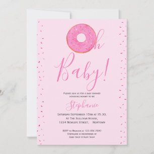 Oh Baby Donut Sprinkle Girl's Baby Shower Inbjudningar