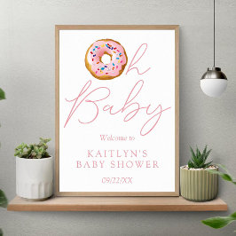Oh Baby Donut Sprinkle Girls Baby Shower Välkommen Poster