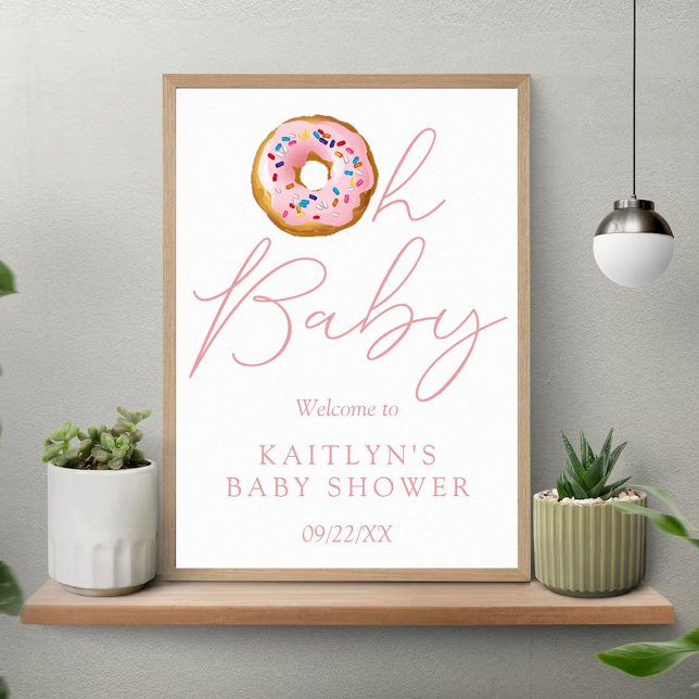 Oh Baby Donut Sprinkle Girls Baby Shower Välkommen Poster (Skapare uppladdad)