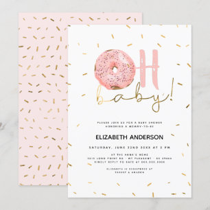 Oh Baby Donut & Sprinkles Guld Girl Baby Shower Inbjudningar