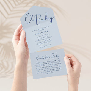 Oh Baby Dusty Blue Minimum Baby Shower