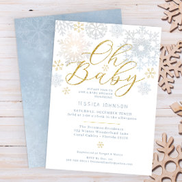 Oh Baby Dusty Blue Snowflake Shower Inbjudan