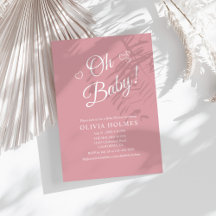 "Oh Baby" Dusty Rosa Modern minimalist Baby Shower