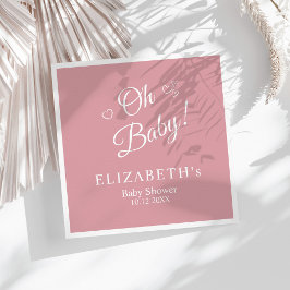 "Oh Baby" Dusty Rosa Modern minimalist Baby Shower Pappersservett