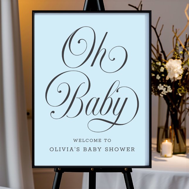 Oh Baby Elegant Blue Boy Baby Shower Welcome Sign Poster (Skapare uppladdad)