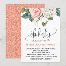 Oh Baby Elegant Coral Flowers Baby Shower
