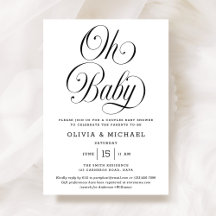 Oh Baby Elegant Script B&W Neutral Bebis Shower