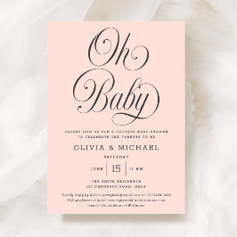 Oh Baby Elegant Script Blush Pink Girl Baby Shower Inbjudningar