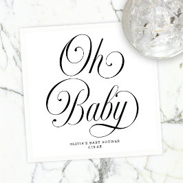 Oh Baby Elegant Script Gender Neutral Baby Shower Pappersservett