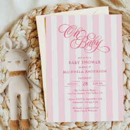 Oh Baby Elegant Script & Rand Baby Shower Inbjudningar