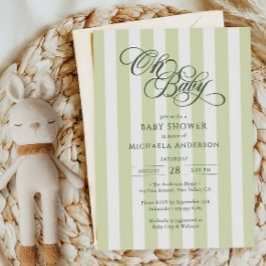 Oh Baby Elegant Script & Rand Baby Shower Inbjudningar