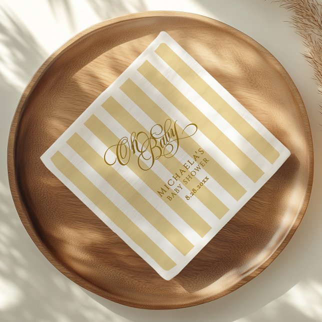 Oh Baby Elegant Script & Rand Baby Shower Pappersservett (Skapare uppladdad)