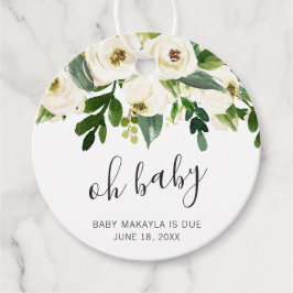 Oh Baby Elegant White Blommigt Girl Baby Shower Gåvor Etiketter