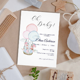Oh Baby Elephant Balloon Baby Shower-inbjudan Inbjudningar