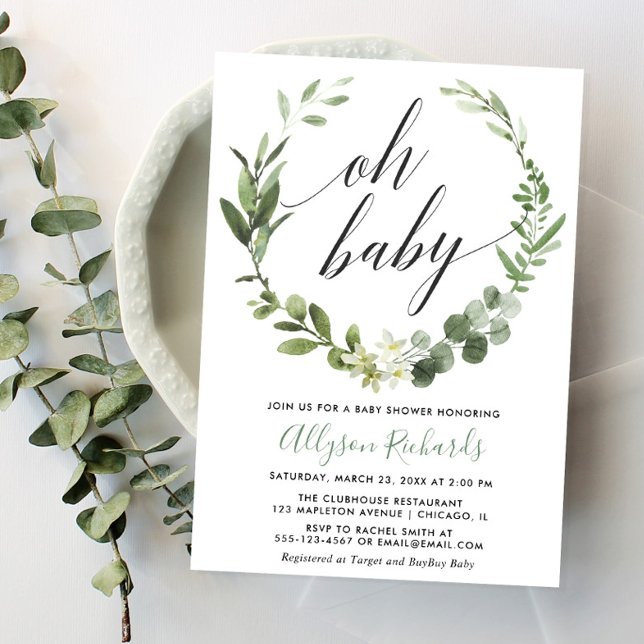 Oh baby Eucalyptus könsneutrala babydusch Inbjudningar (Skapare uppladdad)