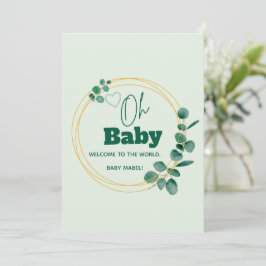Oh Baby Eucalyptus Leaves Baby Shower Inbjudningar
