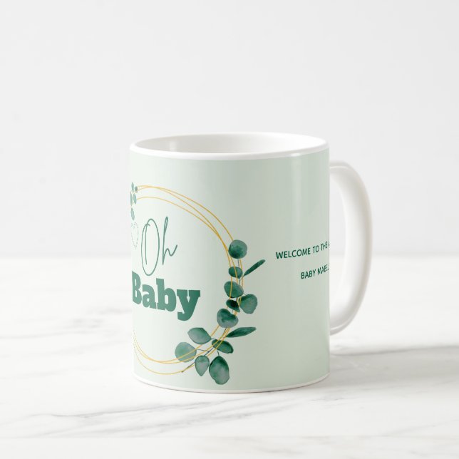 Oh Baby Eucalyptus Leaves  Baby Shower Kaffemugg (Framsida höger)