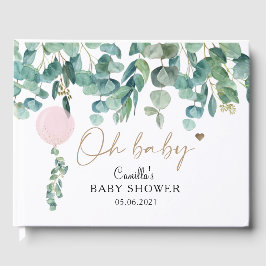 Oh Baby Eucalyptus Rosa Balloon Baby Shower Gästböcker