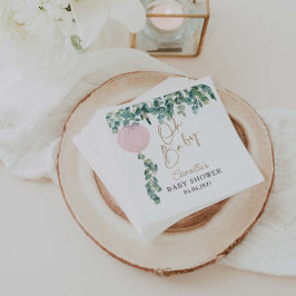 Oh Baby Eucalyptus Rosa Balloon Baby Shower Pappersservett
