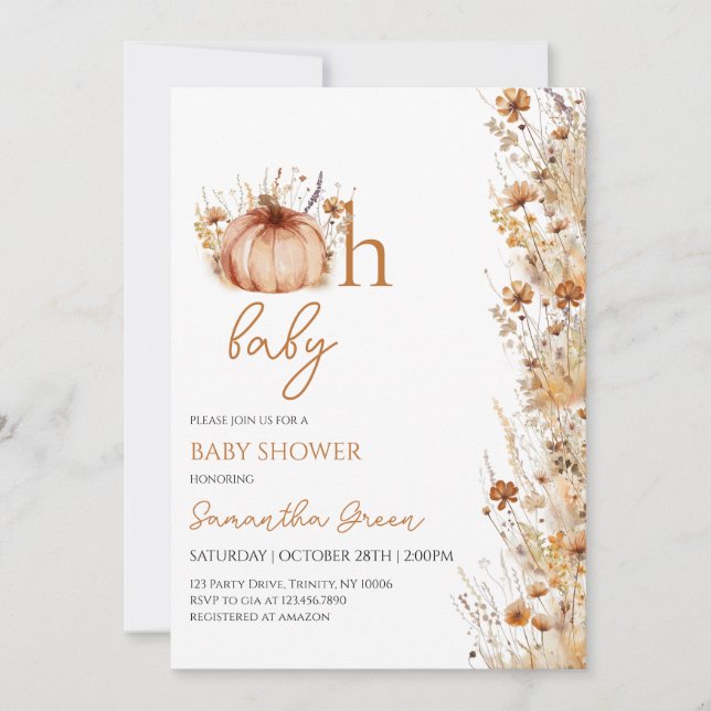 Oh Baby Fall Baby Shower Inbjudningar (Framsida)