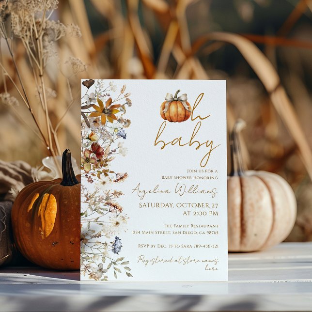 Oh Baby Fall Blommigt Pumpkin Baby Shower Inbjudningar (Skapare uppladdad)