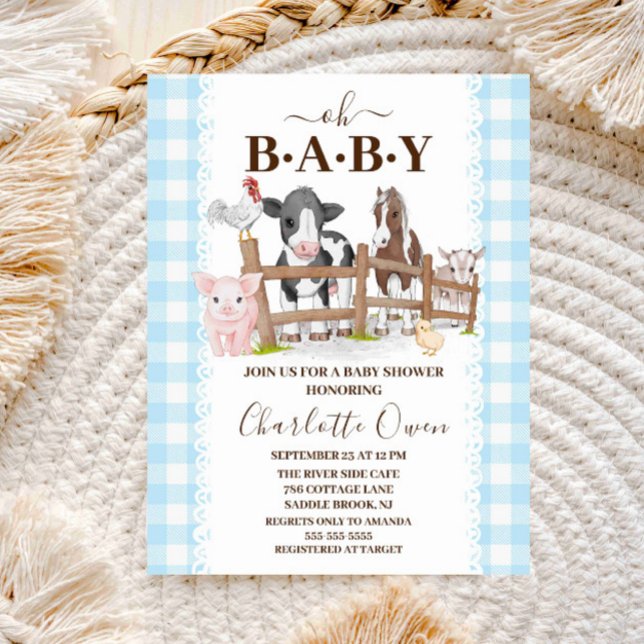 Oh Baby Farm Land Baby Shower-inbjudan Vykort (Skapare uppladdad)