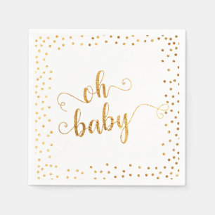 "Oh Baby" Faux Gold Foil Confetti Baby Shower Pappersservett