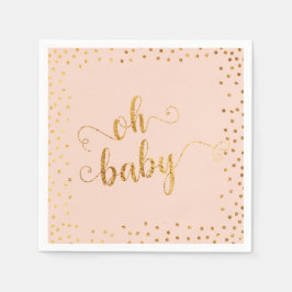 Oh Baby Faux Gold Foil Confetti Blush4 Baby Shower Pappersservett