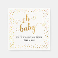 "Oh Baby" Faux Gold Foil Confetti, Namn & Date