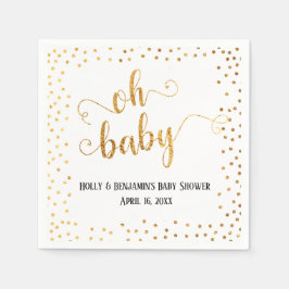 "Oh Baby" Faux Gold Foil Confetti, Namn & Date Pappersservett