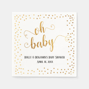 "Oh Baby" Faux Gold Foil Confetti, Namn & Date Pappersservett