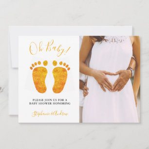 Oh Baby Feet Photo Couples Baby Shower Inbjudningar