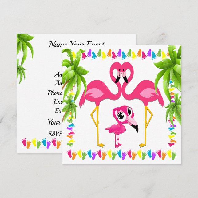 Oh Baby Flamingo-inbjudan Inbjudningar (Fram/baksida)